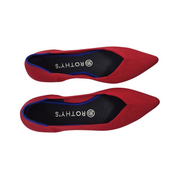 Rothys Womens The Point Flats Size 8.5 Red Mesh Knit Comfort Classic Career - Picture 8 of 8